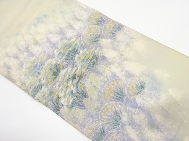 アンティーク　作家物　手描き　樹木模様袋帯（材料）